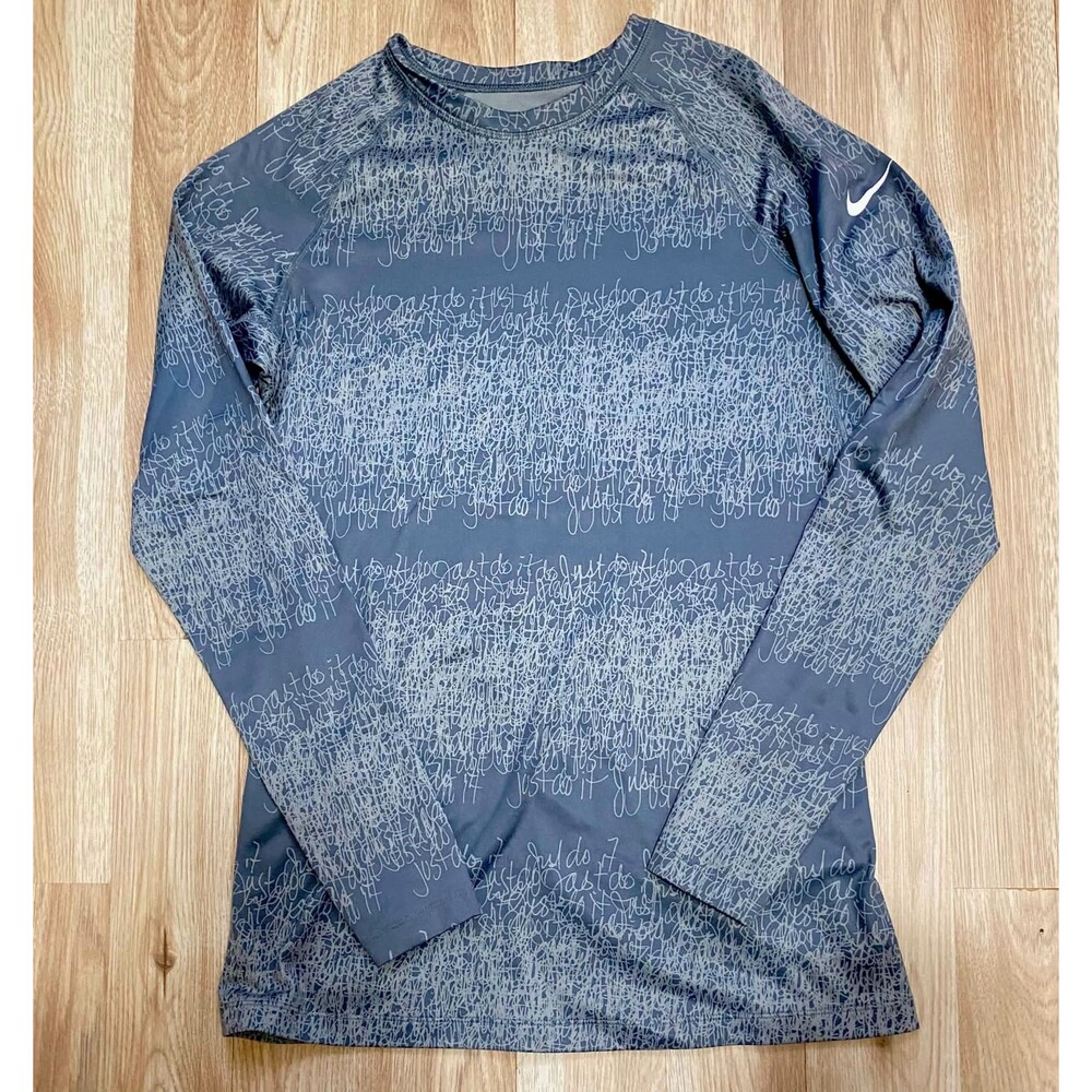 Nike Woman's Large Gray Abstract Scribble Print Long Sleeve Athletic Top